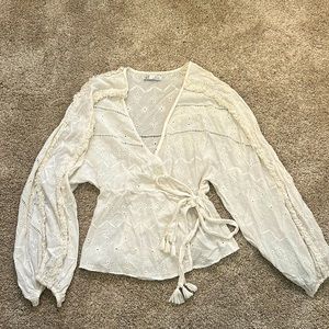 Zara trf collection white eyelet blouse, size XS